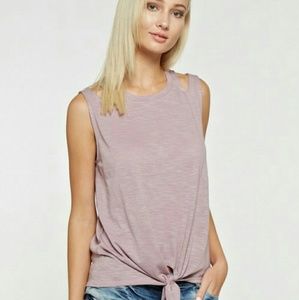 Tops - Cut out shoulder tie top Tops - Cut out shoulder tie top